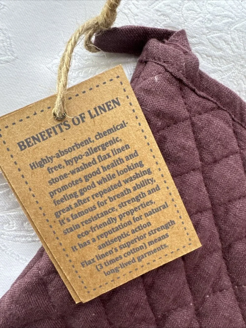 Vikolino Linen Wine Plum Quilted Oven Glove Machine Washable 12.5